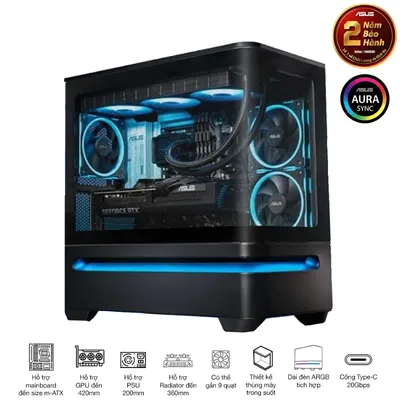 Vỏ case ASUS Prime AP202TG mATX màu đen